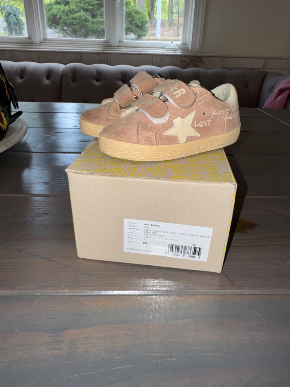 Golden Goose Kids Dusty Pink Suede Star Velcro Sneakers